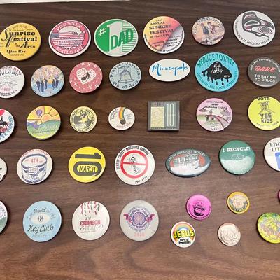 Variety of Big Button Pins & Pinbacks Sunrise Festival Dare #2