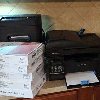 Printer, Shredder & Reams Of Paper