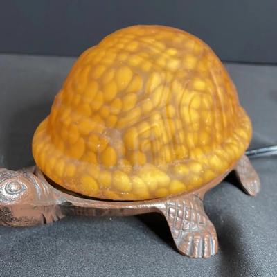 Turtle Amber Art Glass Lamp