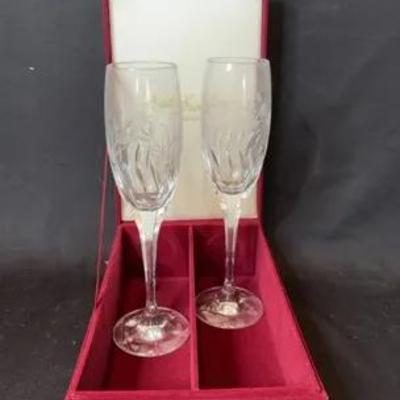 Czech Republic Lead Crystal Champagne Flutes 