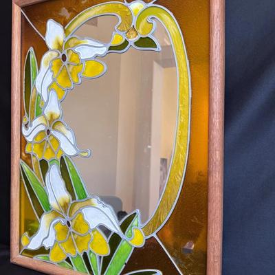 Vintage Stained Glass Mirror