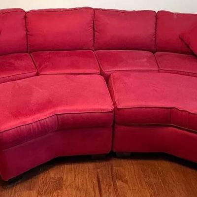 Basset Red Sectional Sofa With Ottomans 