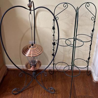Metal Planters And Birdfeeder