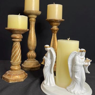 Porcelain Candle Holder And Pillar Candles
