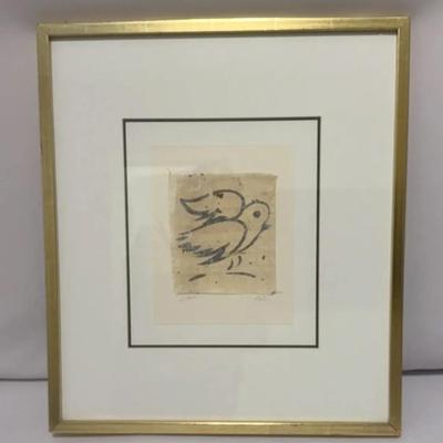 Dove Canvas Painting Gold Framed And Matted F-0440A