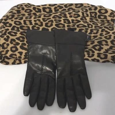 Neiman Marcus Leather Gloves & Chico’s Large Cheetah Animal Print Wrap
