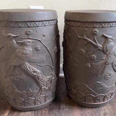 Pair of decorative drum stools 