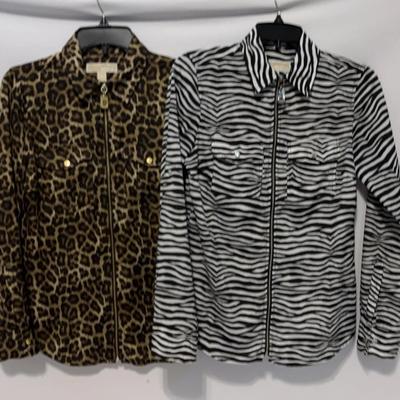 Michael Kors Women’s Leopard Print Zip-Front & Zebra Print Top