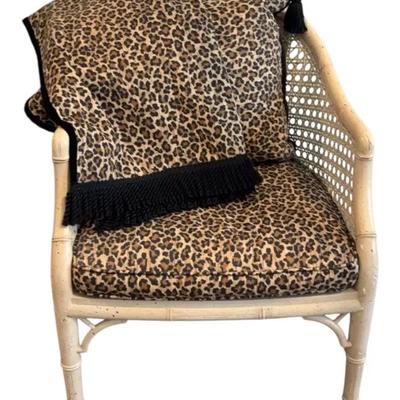 Cheetah print accent chair, pillow & blanket 