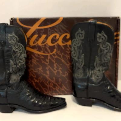 Lucchese Black Cowboy Boots Size 7.5