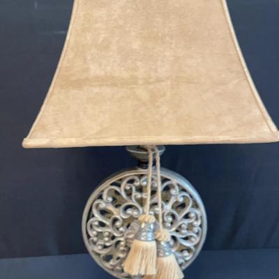 Gold Lamp with Suede Shade