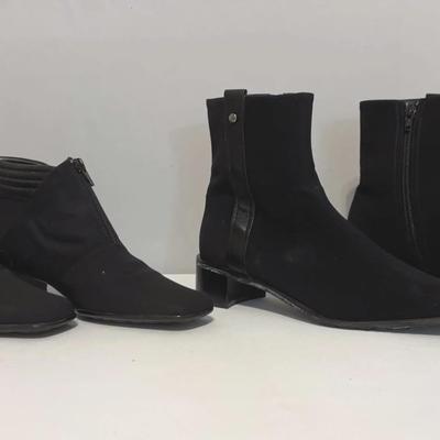 Sesto Meucci Black Ankle Boot & Stuart Weitzman Black Suede Zip Ankle - Size 8