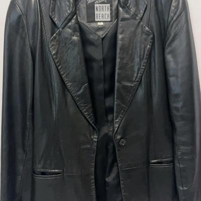 Vintage Michael Hoban North Beach black leather blazer jacket in size 8