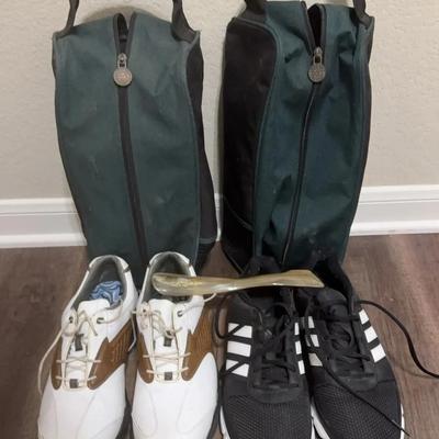 Men’s Golf Shoes 11 Dryjoys 11 1/2 Adidas With Carrying Cases And Shoehorn 