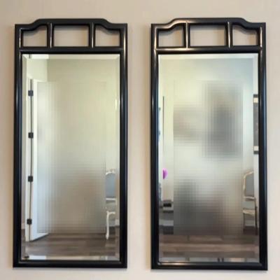 Chinoiserie Black Lacquer Mirror  "Chin Hua" Collection, Designed By Raymond Sobota For Century