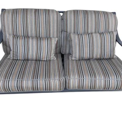 Patio loveseat, metal, cushioned with cover 