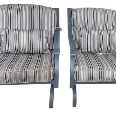 Set of Rocking, metal, cushioned patio chairs w/covers 