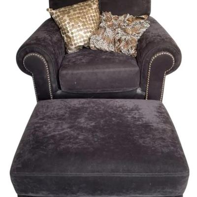 Jackson Kashmira Black Fabric Chair with Ottoman - Lot 1