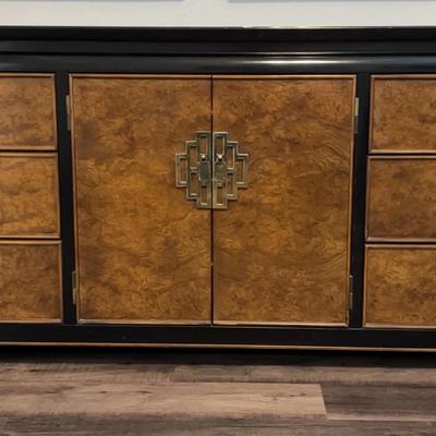 Mid Century Black & Burl Dresser By Century Furniture 9 Drawer Dresser 