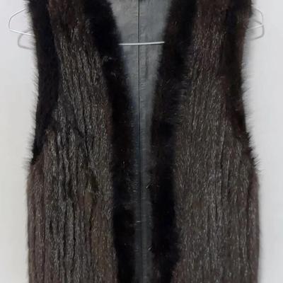  Natural Mink & Reverseable Leather Black Vest Size 8