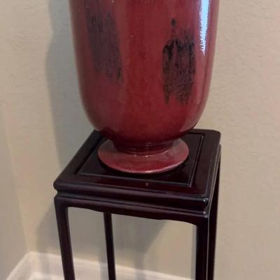 Pottery With Handles And Small Cherrywood Table