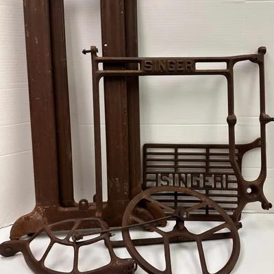 Vintage "Singer" Treadle Base, Cast Iron Legs and Parts