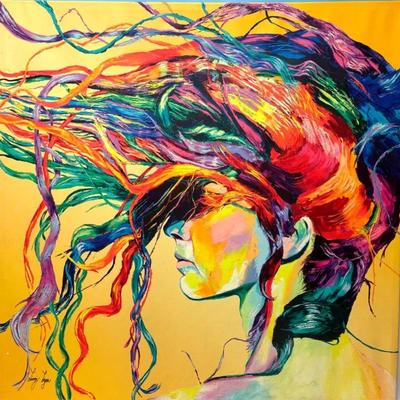 Canvas Art "Windswept Woman" by Linzi Lynn 