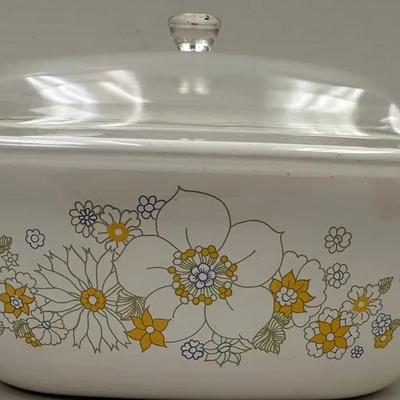 Vintage CorningWare “Floral Bouquet” Casserole Dish with Glass Lid