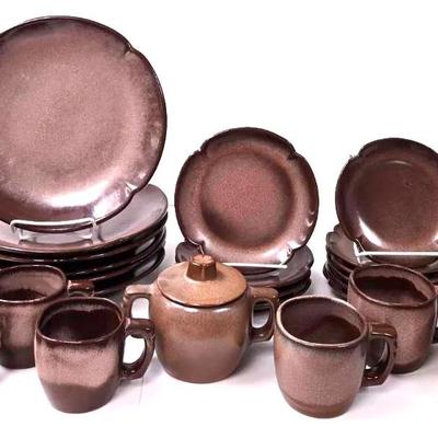 "Frankoma" Plainsman Brown Dinnerware Set