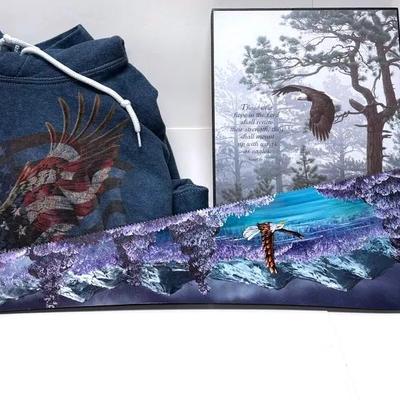 Eagle Themed Sculpture, Art and Painted Saw