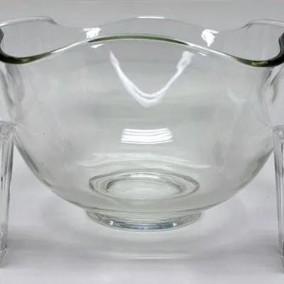 Elegant Glass BowSet and I.W. Rice & Co. Hand-Cut Salt and Pepper Shakers 