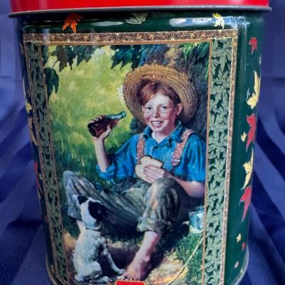 Vintage Coca-Cola Decorative Tin with Red Lid & Puzzle Inside