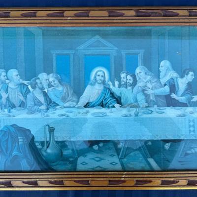 Framed “Last Supper” Religious Wall Art — Large Vintage Décor
