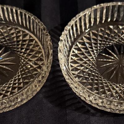 Pair of Vintage Cut Glass Bowls with Starburst Base