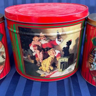 Vintage Coca-Cola Christmas Tin Canister Set (3-Piece)