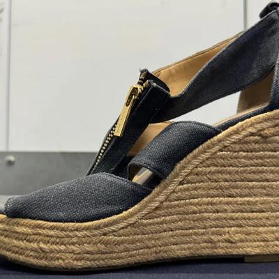 Michael Kors Women’s Denim Espadrille Wedge Sandals – Front Zip