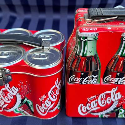 Vintage-Style Coca-Cola Tin Lot – (2) Collectible Metal Carriers