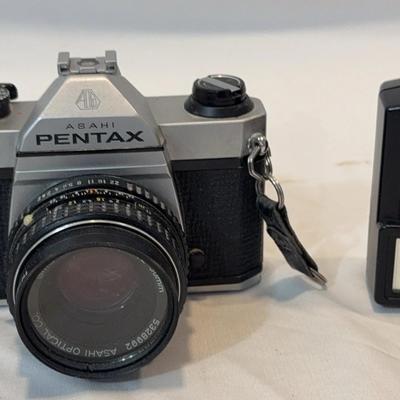 Vintage Pentax K1000 Camera with Vivitar Lens & Flash Unit 