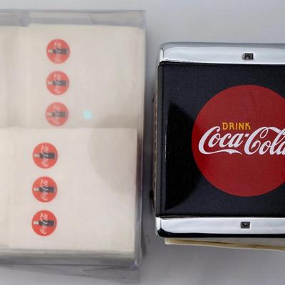 1999 Coca-Cola Napkin Dispenser with Unused Paper Napkins