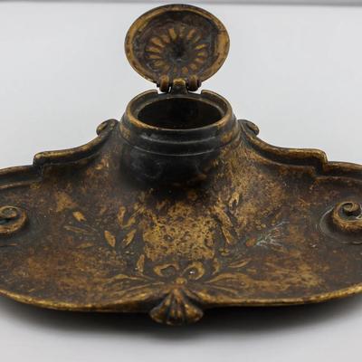 Vintage Brass Inkwell