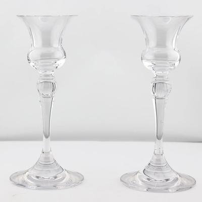 Set of 2 Gorham Rondelle Crystal Candlesticks | Fine Austrian Clear Crystal