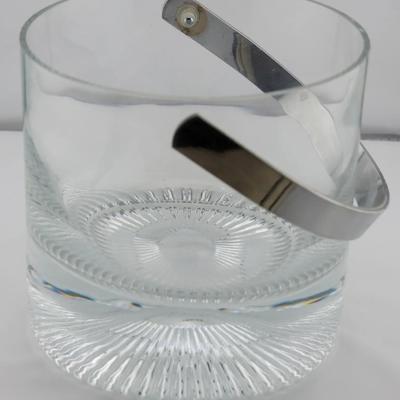 Vintage Kosta Boda Clear Glass Ice Bucket with Chrome Handle
