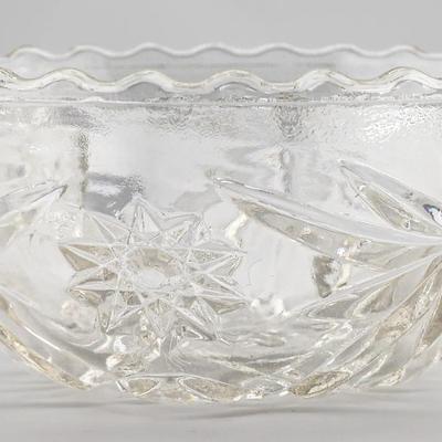 Vintage Anchor Hocking Star of David Clear Pressed Glass Bowl