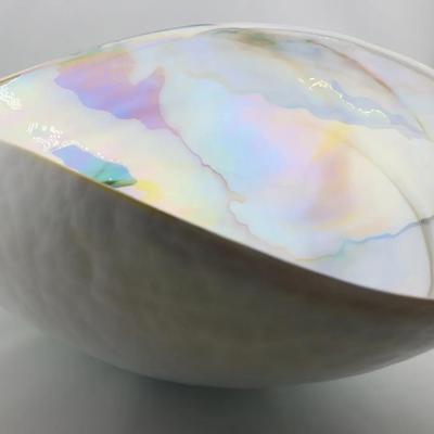 Vintage Iridescent Art Glass Style Oval Bowl