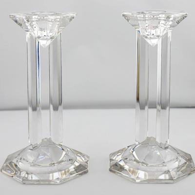 Pair of Lenox Synchronicity Crystal Candlestick Holders