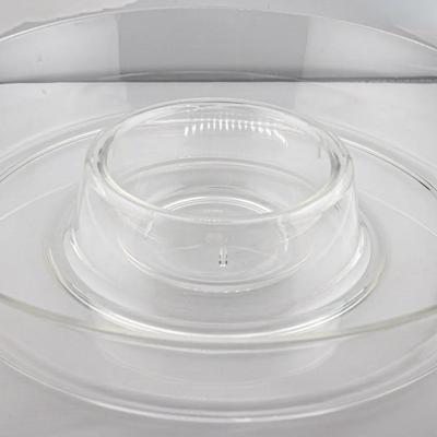 Vintage Clear Chip & Dip Serving Platter with Center Bowl