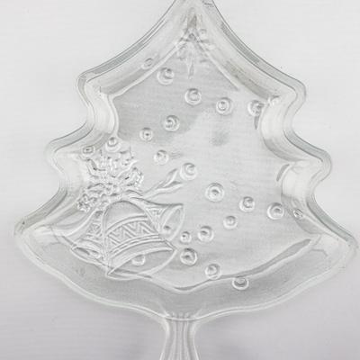 Vintage Frosted Christmas Tree Bon Bon Plate | Crystal Clear Industries