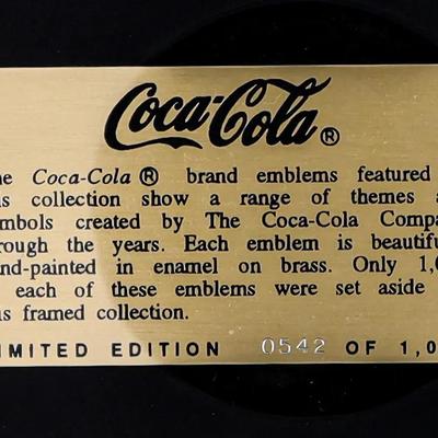 Coca-Cola Limited Edition Enamel Pin Set in Wood Frame (1990s)