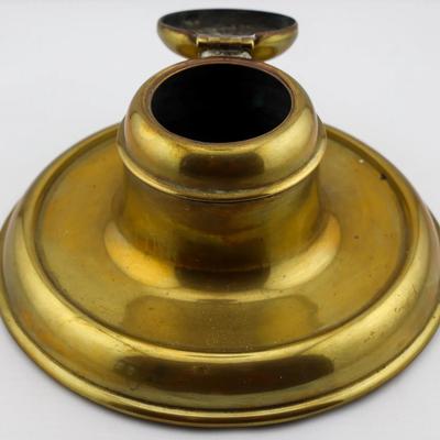 Vintage Brass Inkwell with Hinged Lid