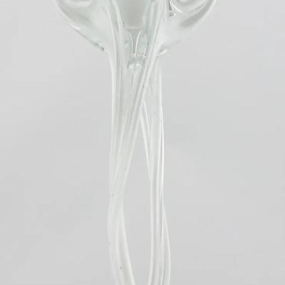 Jozefina Krosno Jellyfish Art Glass White Candlesticks